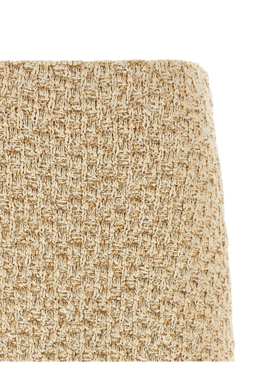 Denim-effect tweed skirt Gold