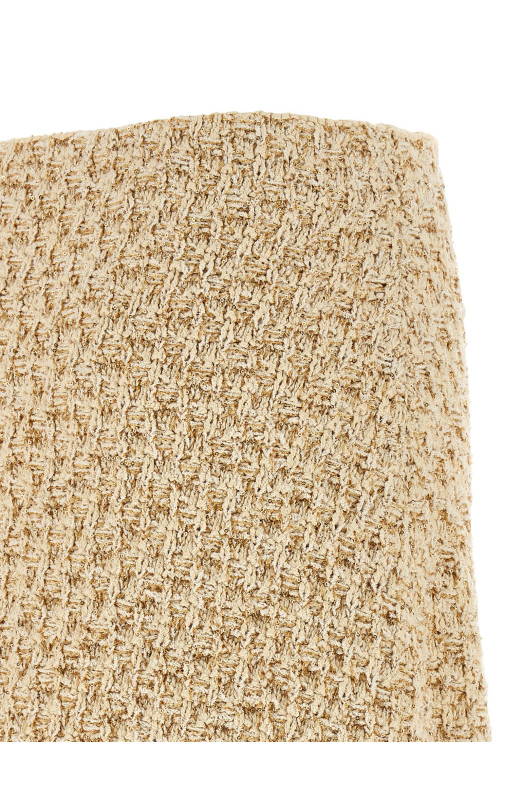 Denim-effect tweed skirt Gold