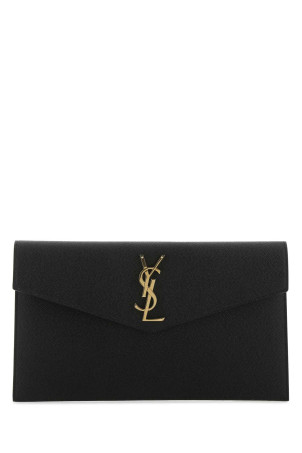 Black leather Uptown clutch Black SAINT LAURENT (5657391GF0J)