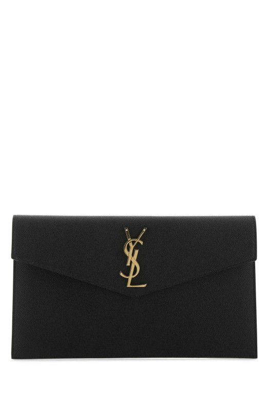 Black leather Uptown clutch Black SAINT LAURENT (5657391GF0J)
