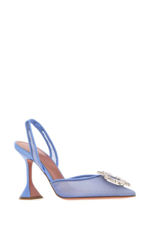 Cerulean blue mesh Begum pumps BLUE AMINA MUADDI (BEGUMMESHSLING95)