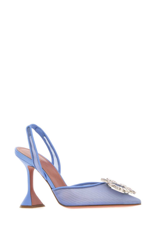 Cerulean blue mesh Begum pumps BLUE AMINA MUADDI (BEGUMMESHSLING95)