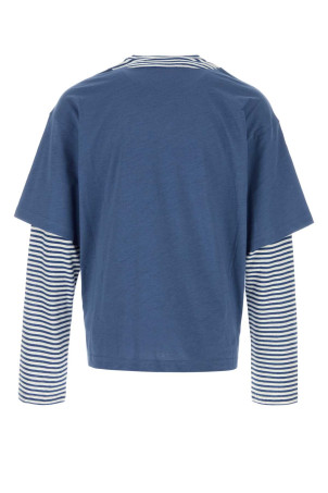 Air Force blue linen bend t-shirt MARNI (HUMU0365QXUTL015)