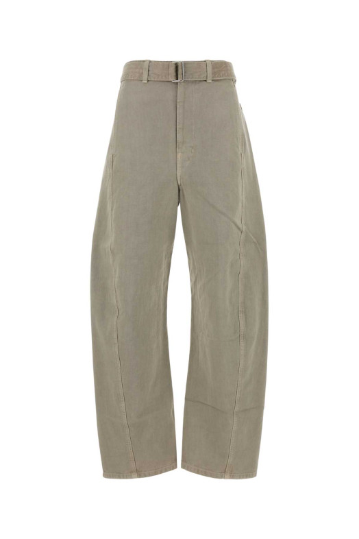 Брюки из серого канваса с широкими брючинами LEMAIRE (PA326LD1054)