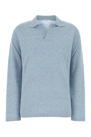 Melange light blue cotton blend Niosa polo shirt THE ROW (10707Y971)