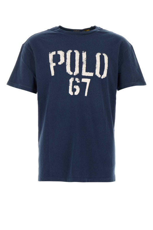 Хлопковая футболка темно-синего цвета POLO RALPH LAUREN (710B14574)