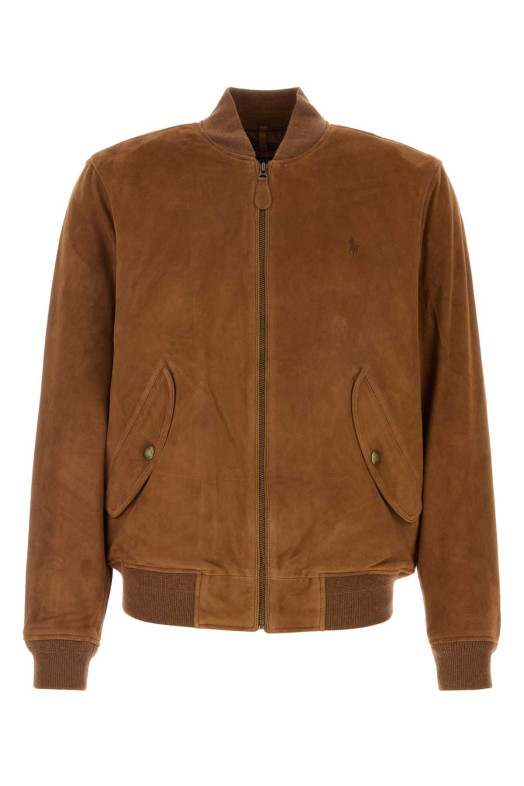 Caramel suede bomber jacket Gray POLO RALPH LAUREN (710P08224)