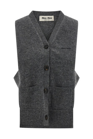 Кардиган-жилет сірого кольору MIU MIU MMV380SOOO19RLF0480