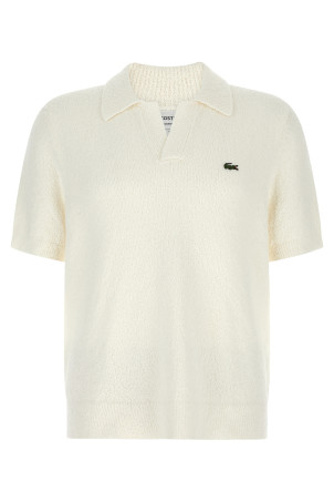 Bouclé knitted polo shirt White
