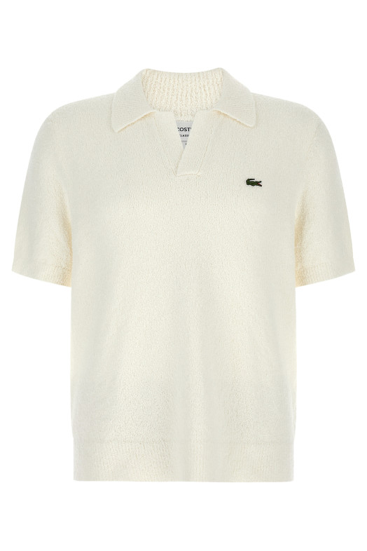 Поло из трикотажа букле, белого цвета LACOSTE AH061870V