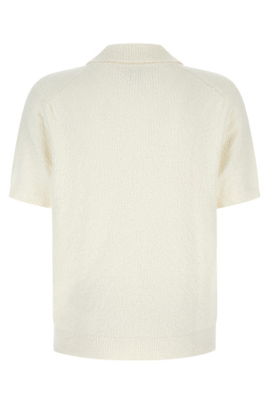 Bouclé knitted polo shirt White