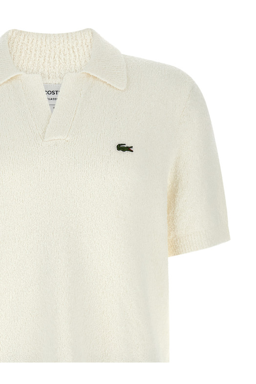Поло из трикотажа букле, белого цвета LACOSTE AH061870V