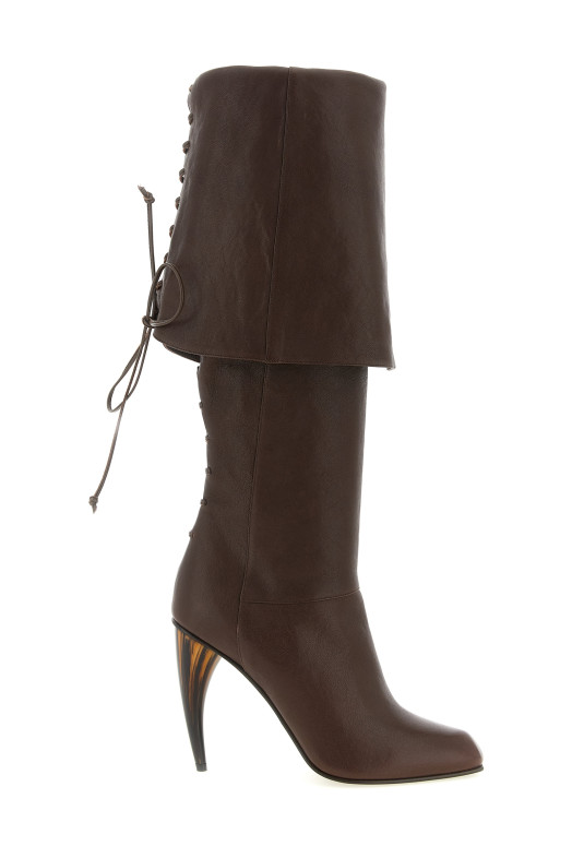Horn heel boots Brown