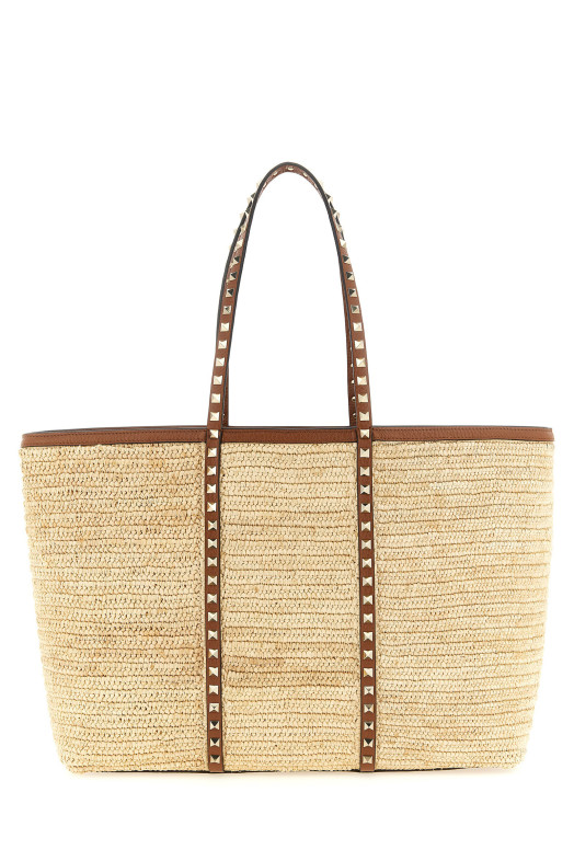 Большая сумка для покупок Valentino Garavani «Rockstud», бежевая W2B0R04UEN43S