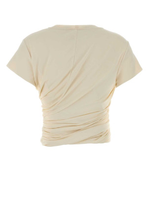 Футболка из эластичного хлопка цвета слоновой кости, бежевая, MAGDA BUTRYM (168526)