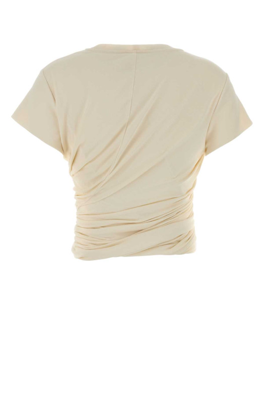 Футболка из эластичного хлопка цвета слоновой кости, бежевая, MAGDA BUTRYM (168526)