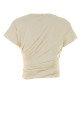 Футболка из эластичного хлопка цвета слоновой кости, бежевая, MAGDA BUTRYM (168526)