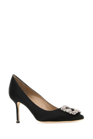 Black satin Hangisi pumps Brown MANOLO BLAHNIK (HANGISICLC9XX0316)