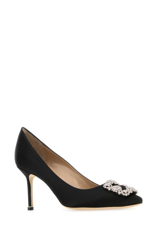 Black satin Hangisi pumps Brown MANOLO BLAHNIK (HANGISICLC9XX0316)