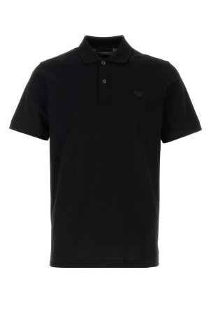 Black piquet polo shirt Black PRADA (UJN444SWEO1867)