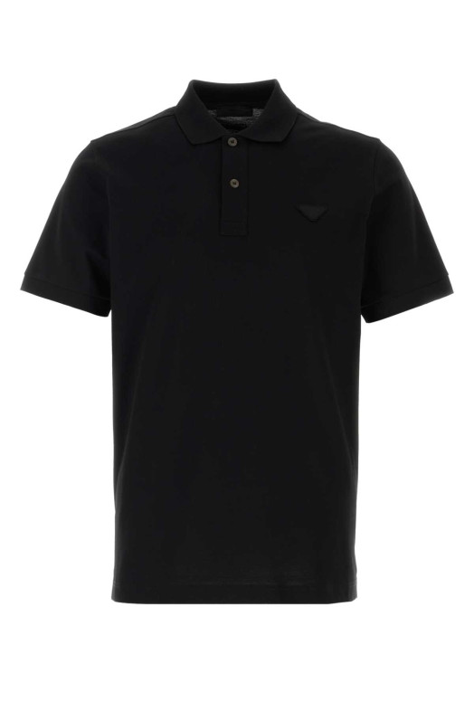 Black piquet polo shirt Black PRADA (UJN444SWEO1867)