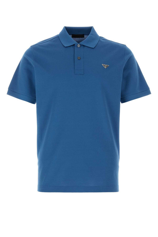 Синяя поло-рубашка PRADA (UJN444SWM31867)