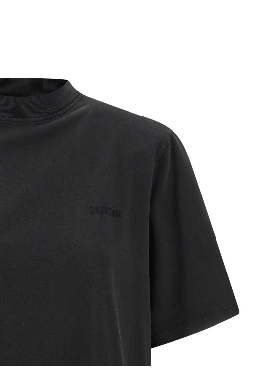 Футболка с мягкими вставками на плечах, черная THE ATTICO 260WCT00360615