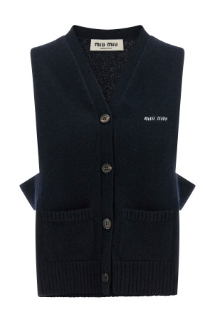 Кардиган-жилет синього кольору MIU MIU MMV380SOOO19RLF0008