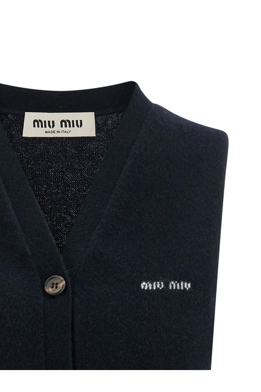 Кардиган-жилет синего цвета MIU MIU MMV380SOOO19RLF0008