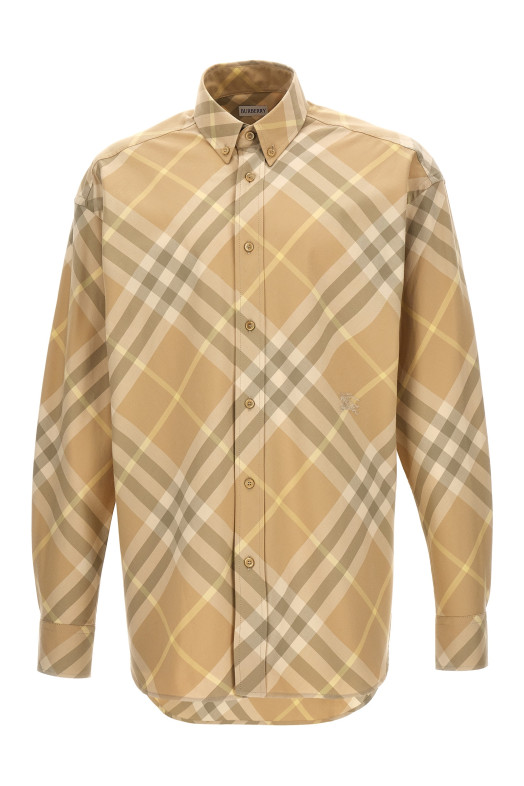 Рубашка в клетку, бежевая BURBERRY 8082194FLAX