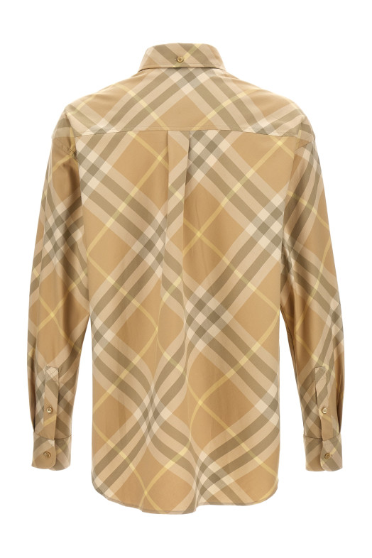 Рубашка в клетку, бежевая BURBERRY 8082194FLAX