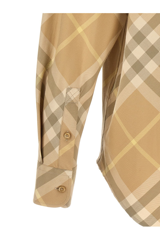 Рубашка в клетку, бежевая BURBERRY 8082194FLAX