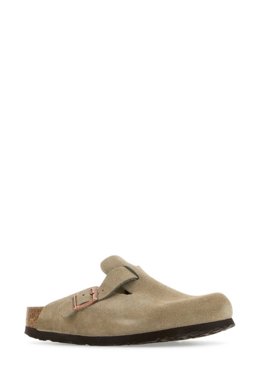 Сріблясто-сірі замшеві бостонські капці BIRKENSTOCK (060463)