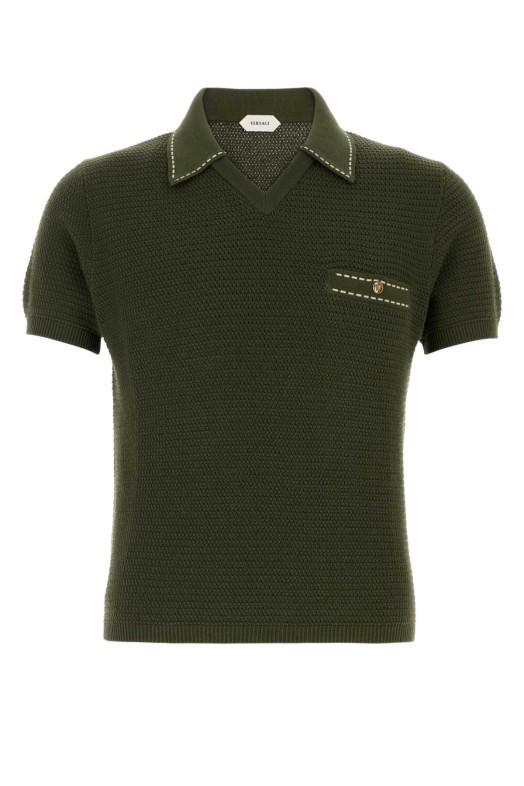 Olive green cotton polo shirt VERSACE (10240411A17407)
