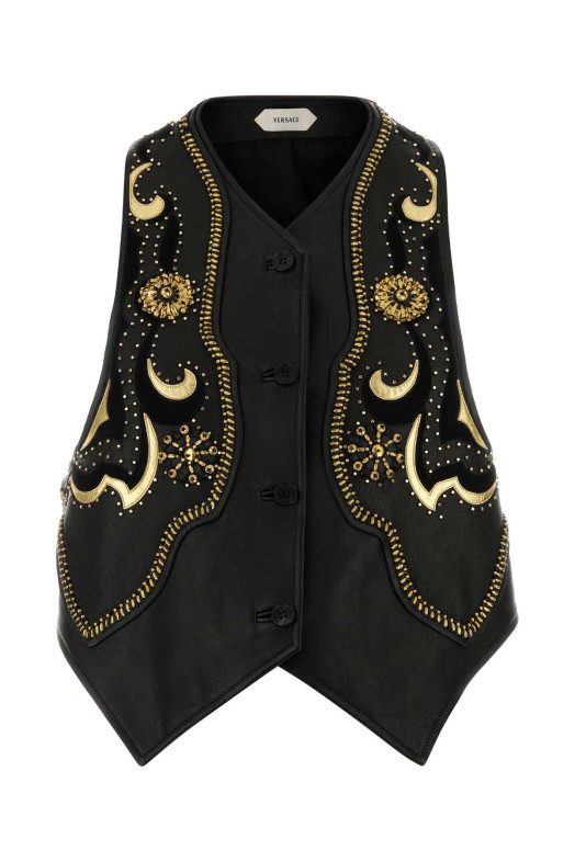 Black nappa leather vest VERSACE (10248941A18102)