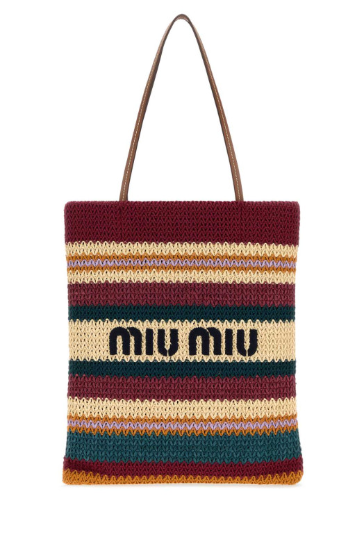 Вышитая вязаная сумка для покупок MIU MIU (5BG248VORO2DO3)