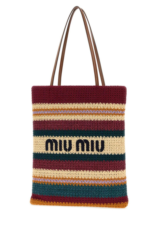 Вышитая вязаная сумка для покупок MIU MIU (5BG248VORO2DO3)
