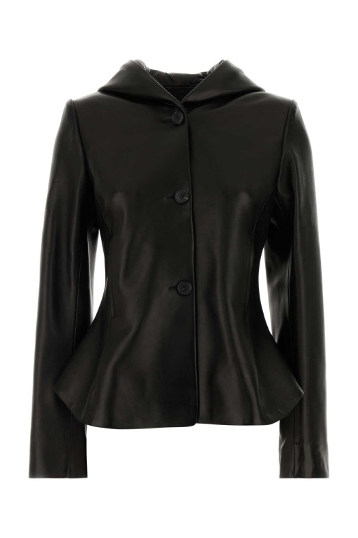 Black leather June jacket Multicolor KHAITE (62221012L1012)