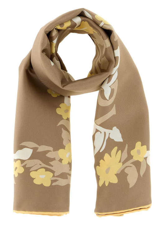 Бежевый шелковый шарф BURBERRY (8125638)