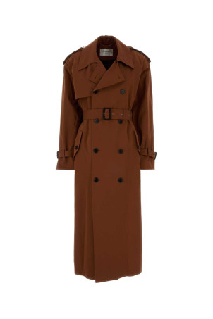 Тренч оверсайз из смесовой ткани цвета карамели SAINT LAURENT (851259Y6J95)