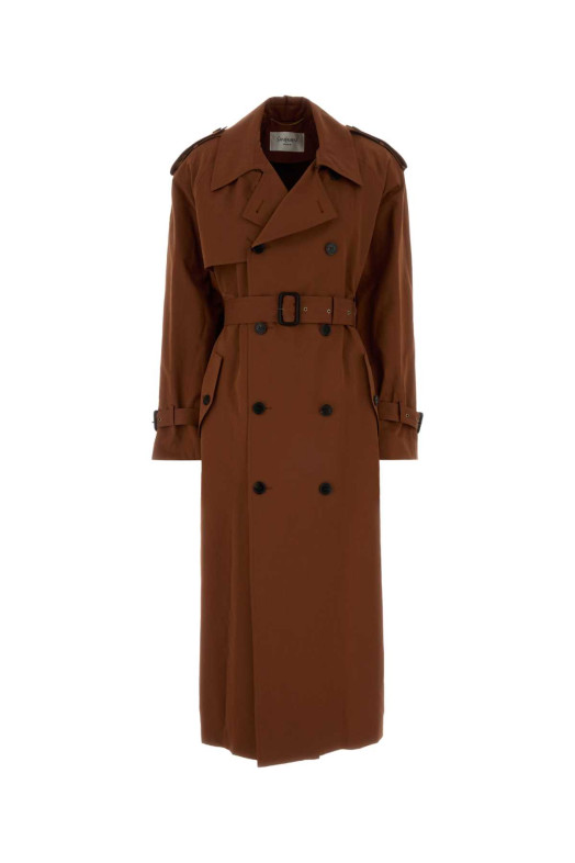 Тренч оверсайз из смесовой ткани цвета карамели SAINT LAURENT (851259Y6J95)