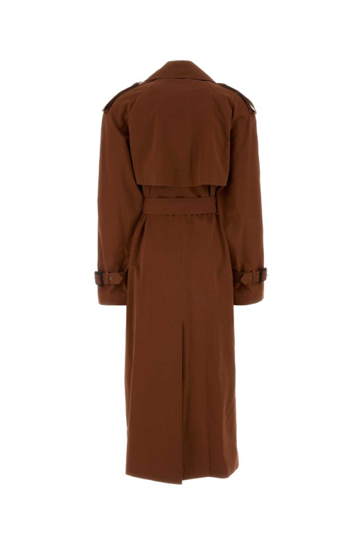 Тренч оверсайз из смесовой ткани цвета карамели SAINT LAURENT (851259Y6J95)
