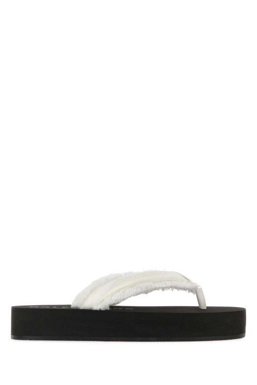 Белые атласные тапочки-стринги Jet Leg от BALENCIAGA (870111W0WM0)