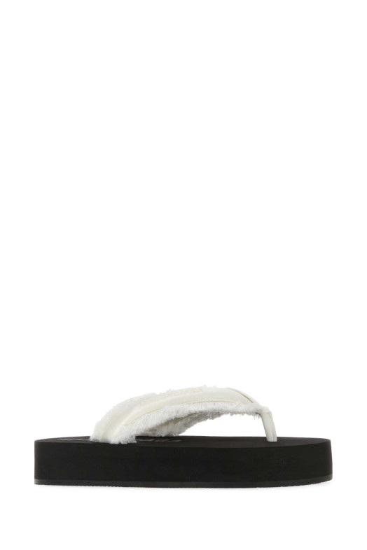 Белые атласные тапочки-стринги Jet Leg от BALENCIAGA (870111W0WM0)