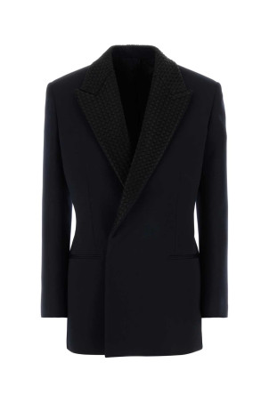 Вовняний блейзер темно-синього кольору BOTTEGA VENETA (872990V6DH0)