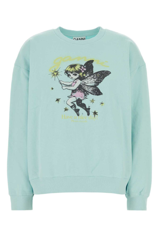 Light-blue cotton oversize sweatshirt Purple GANNI (A1060064)