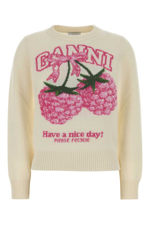 Светр з суміші вовни кольору слонової кістки GANNI (A1070275)