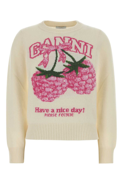 Ivory wool blend sweater GANNI (A1070275)