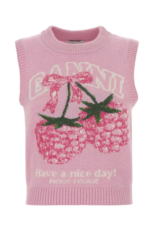 Pink wool blend vest GANNI (A1070278)