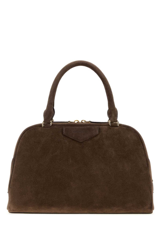 Коричневая замшевая сумка среднего размера Antigona East-West Soft от GIVENCHY (BB515CB2DM)